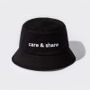 Mũ Bucket Hat thêu Care & Share Typo - Đen