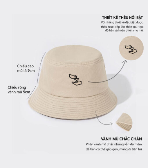 Mũ Bucket Hat thêu Heart Symbol - Be